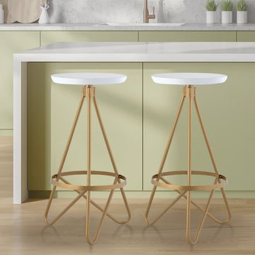 Spiroa 30" Modern Industrial Metal Backless Circular Bar Stool
